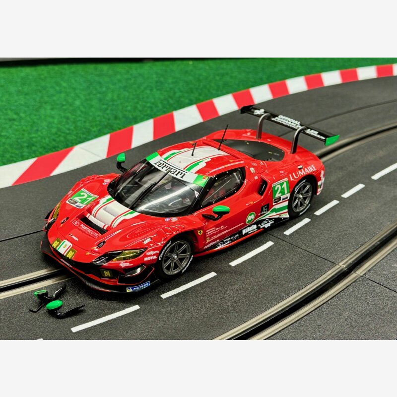 Coche De Slot Carrera Evolution – Ferrari 296 GT3 AF Corse No.21, Escala 1:32 Con Luces Delanteras Y Traseras Funcionales
